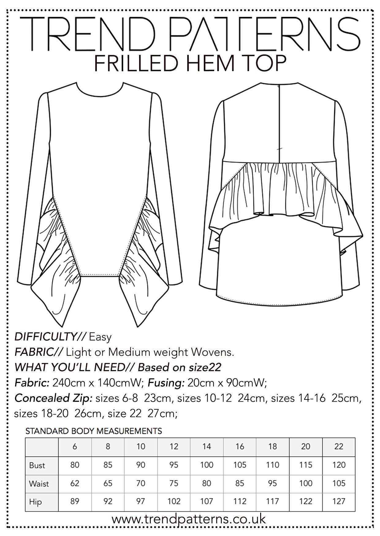 Trend Patterns TPC5 Frilled Hem Top