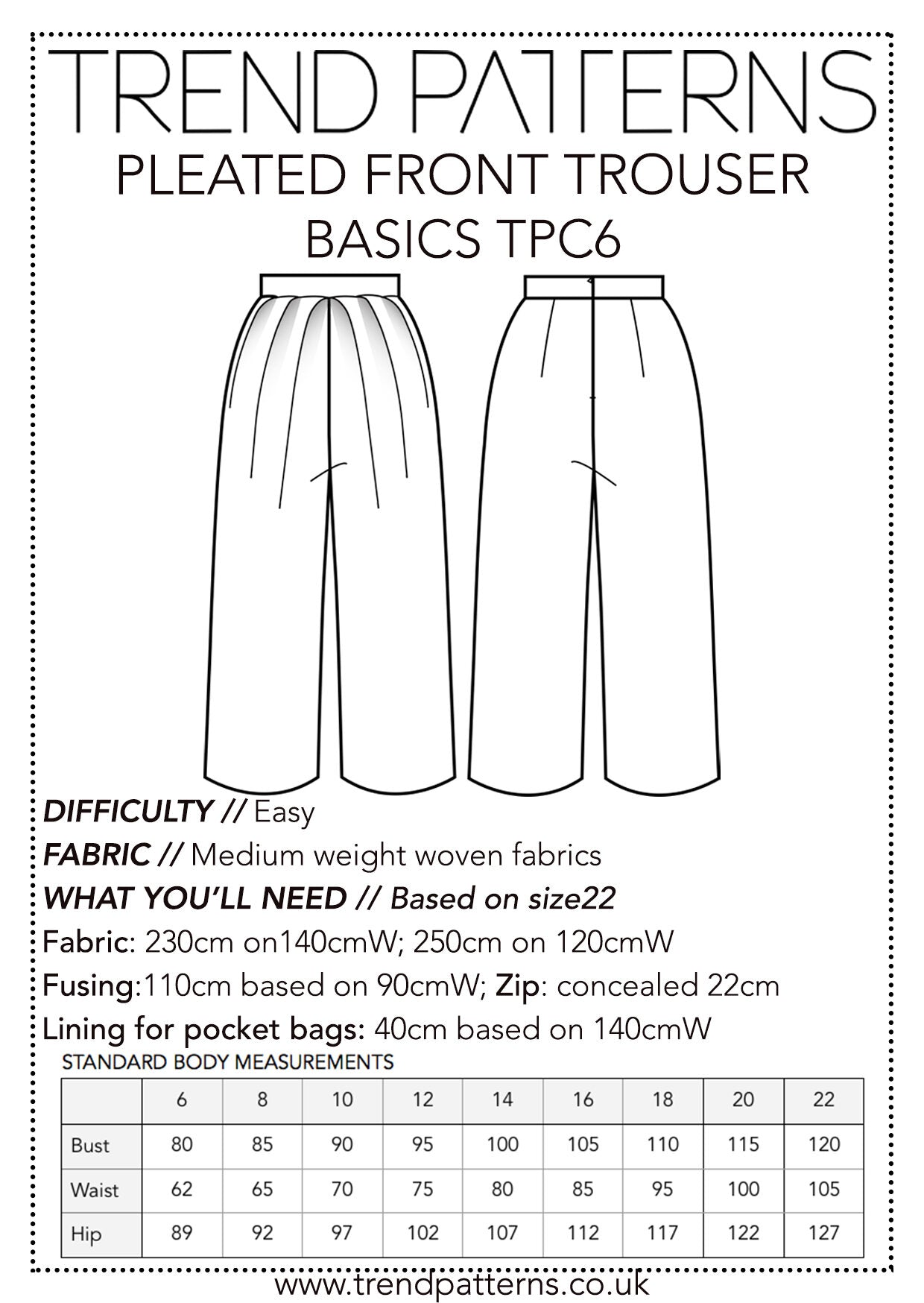 Trend Patterns TPC6 Pleated Front Trouser