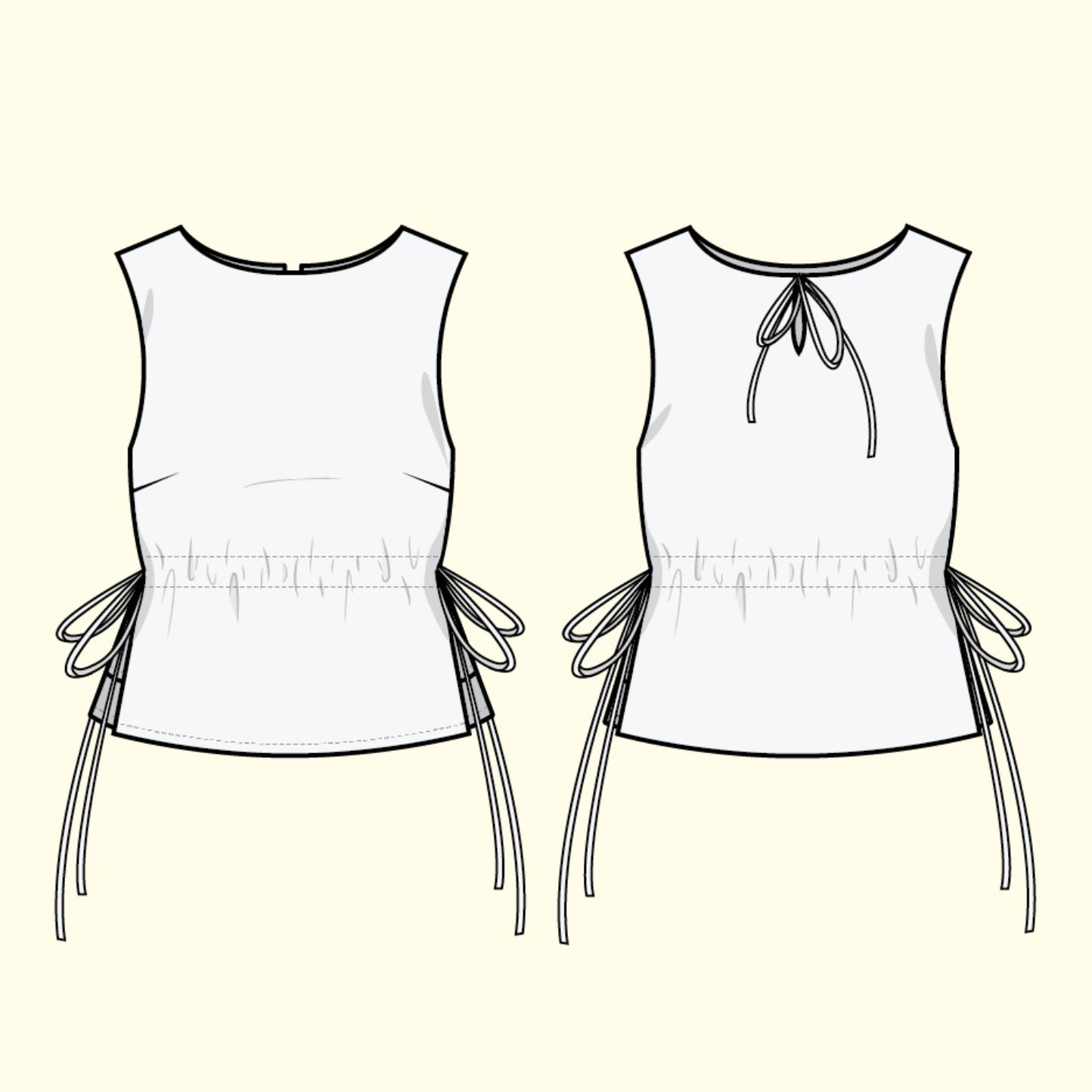 Puff and Pencil Tie Waist Blouse & Cone Sleeve