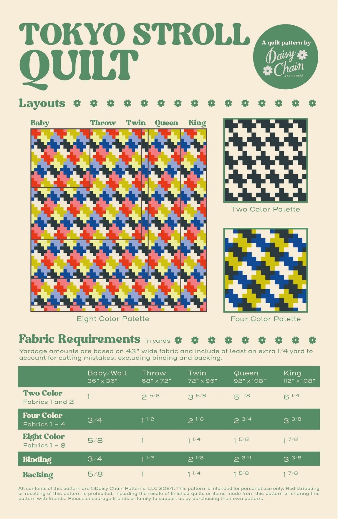 Daisy Chain Patterns Tokyo Stroll Quilt PDF