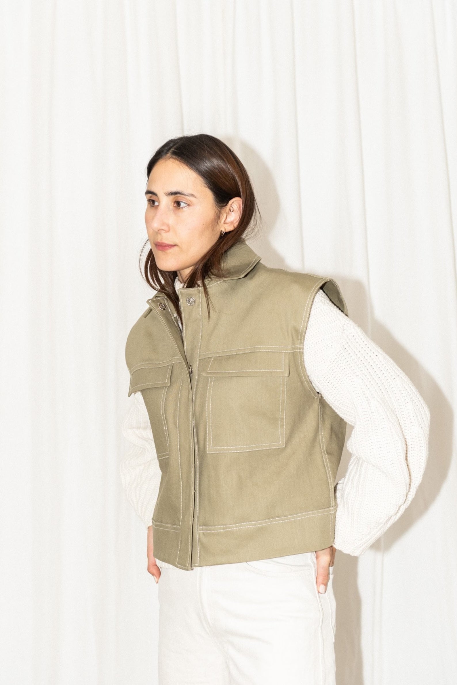 Puff and Pencil Topstitch Vest