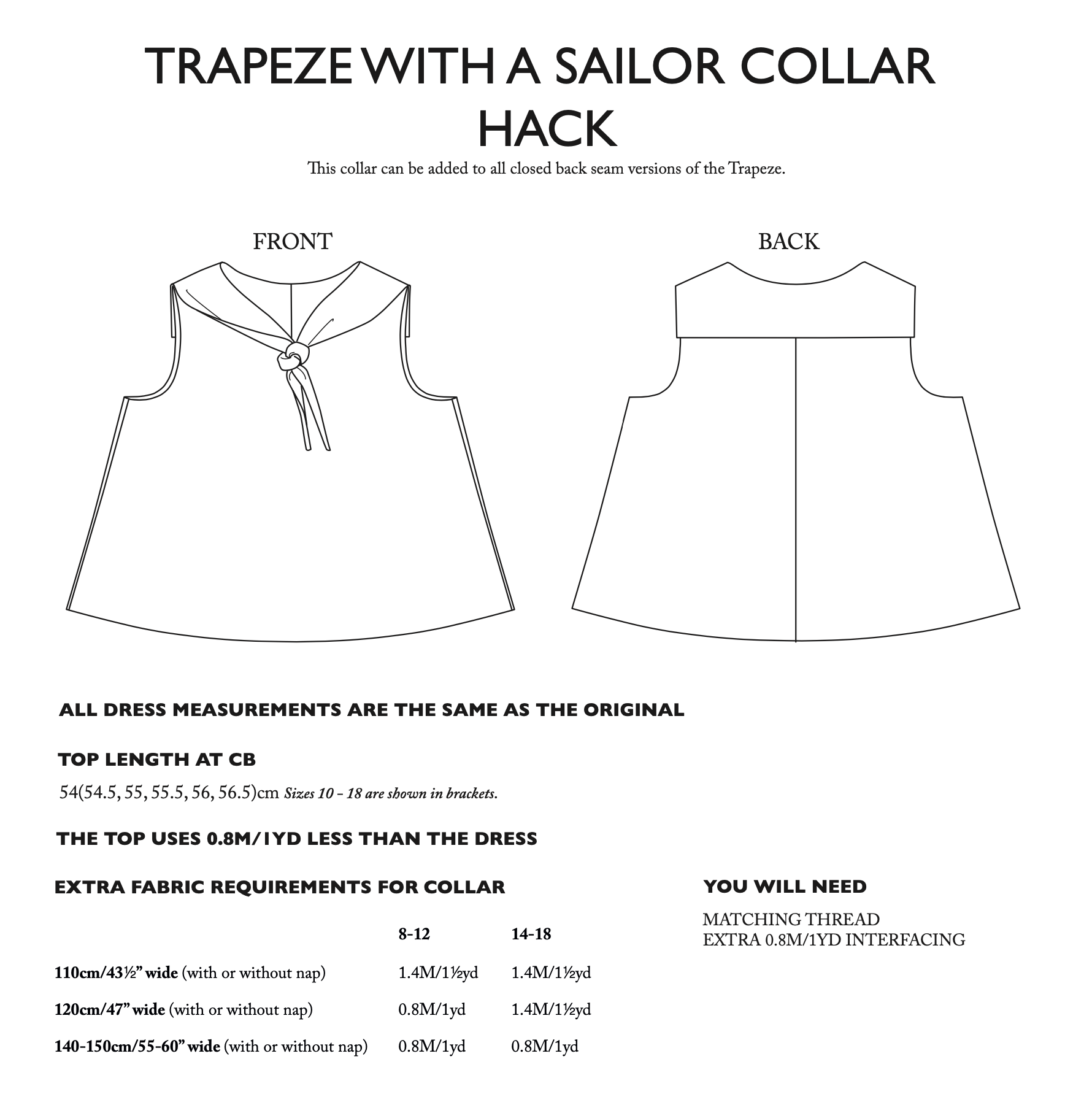 Merchant & Mills Trapeze Pattern Additions PDF