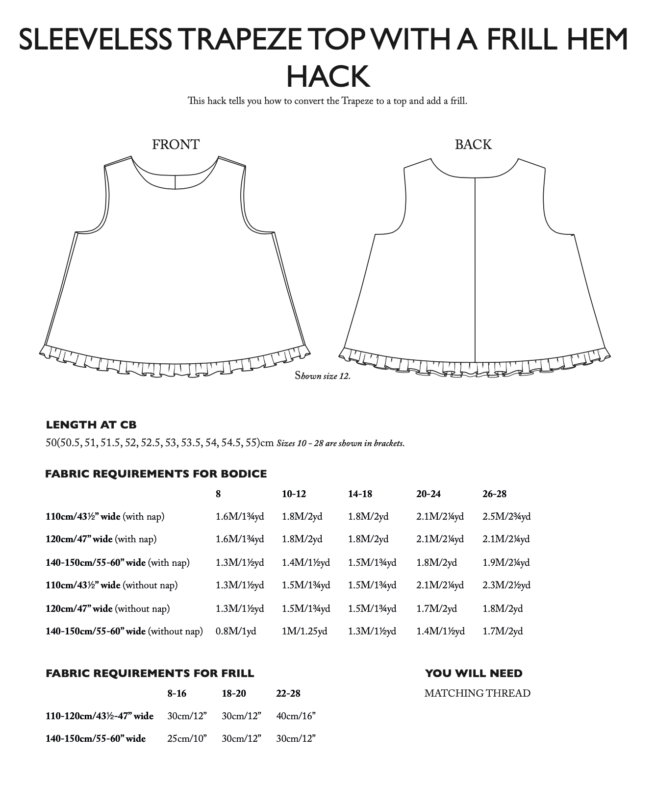 Merchant & Mills Trapeze Pattern Additions PDF