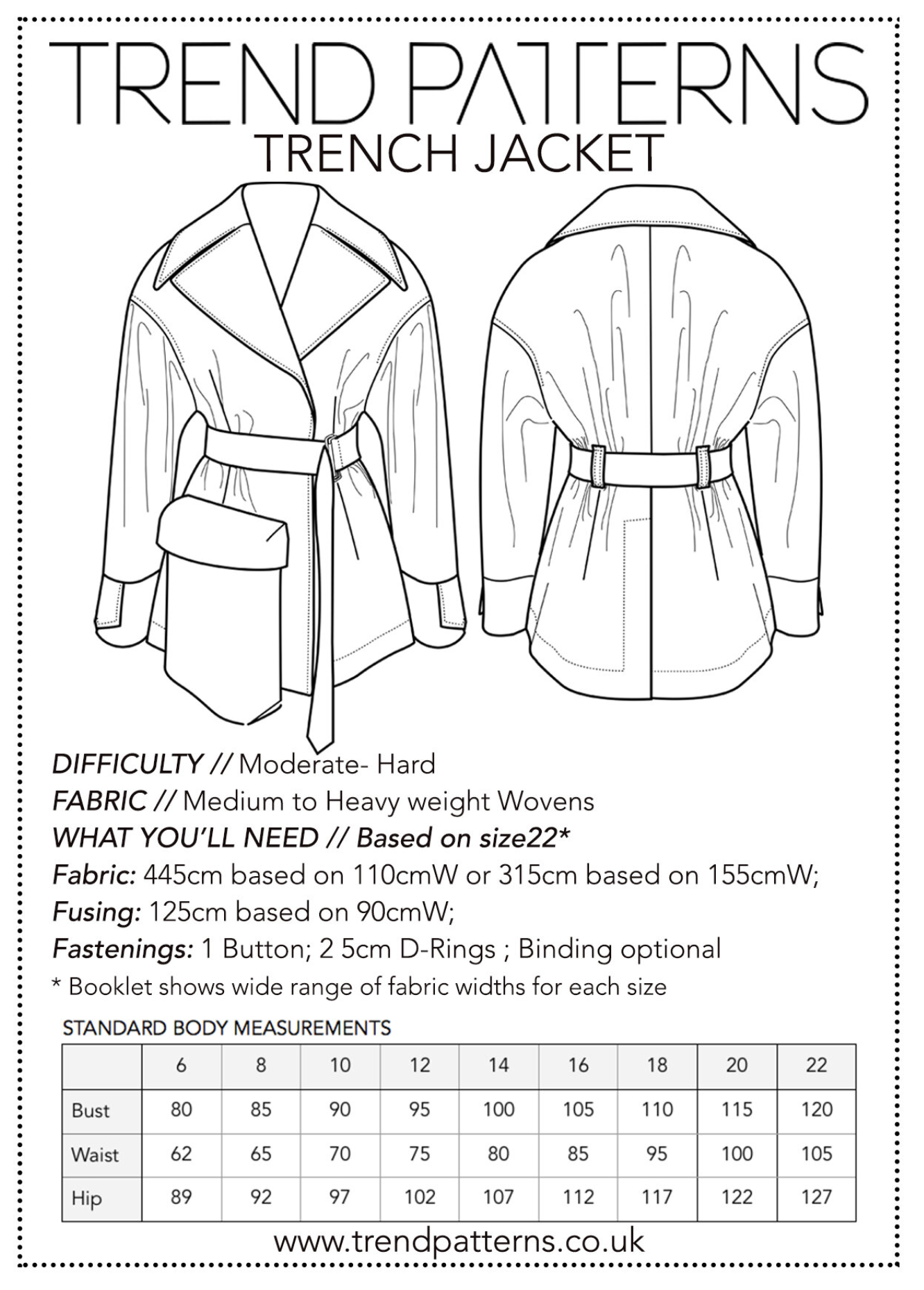 Trend Patterns TPC8 Trench Jacket