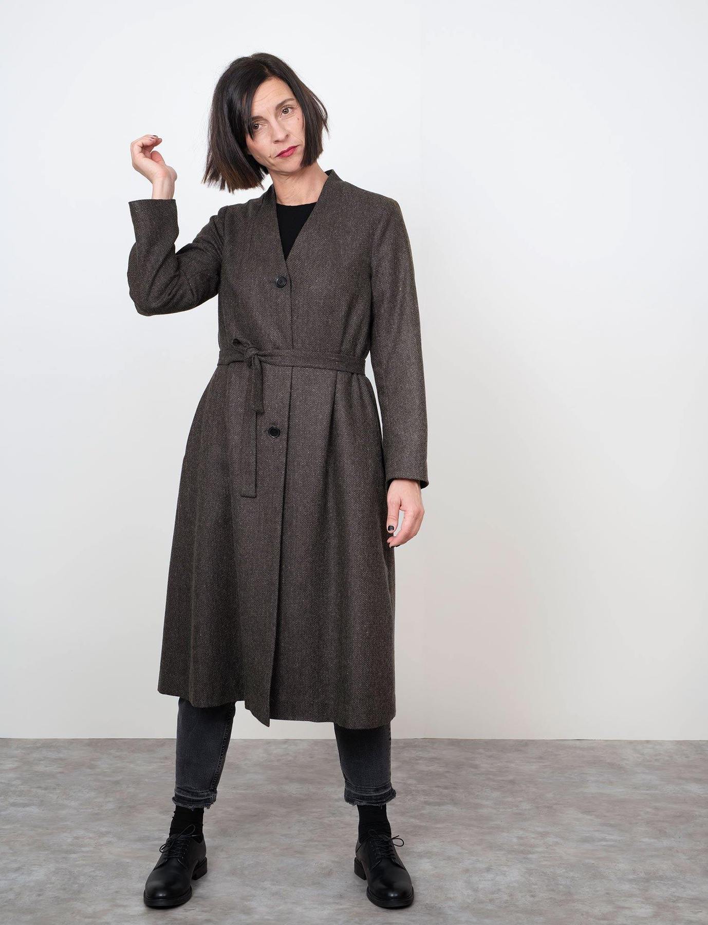 women's a line dress coat Vanna Women African Print Coat Dress (Navy Blue / Brown), M