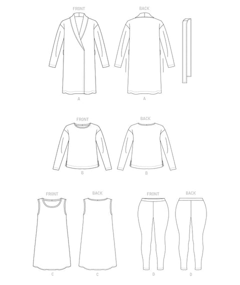 Vogue Robe, Top, Dress and Trousers V1852
