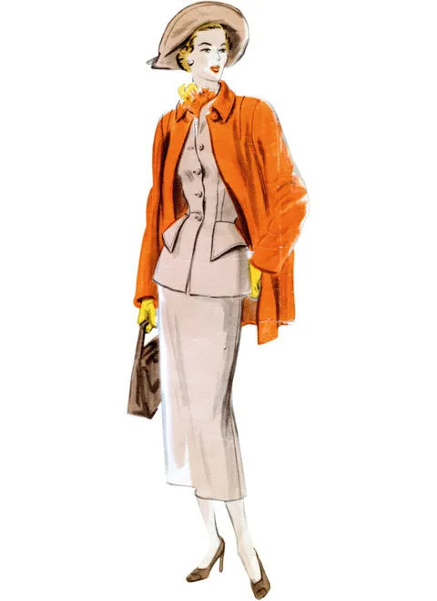 Ensemble Vogue Couture Vintage Des Années 60 - Veste, Jupe, Chemisier Et écharpe Motif B34