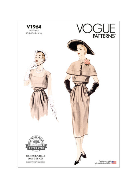 Vogue Vintage Dress & Capelet V1964