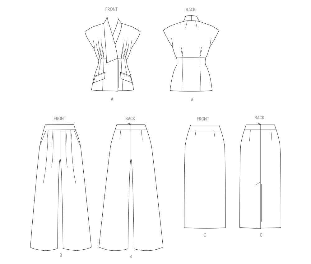 Vogue Top, Skirt and Trousers V2097
