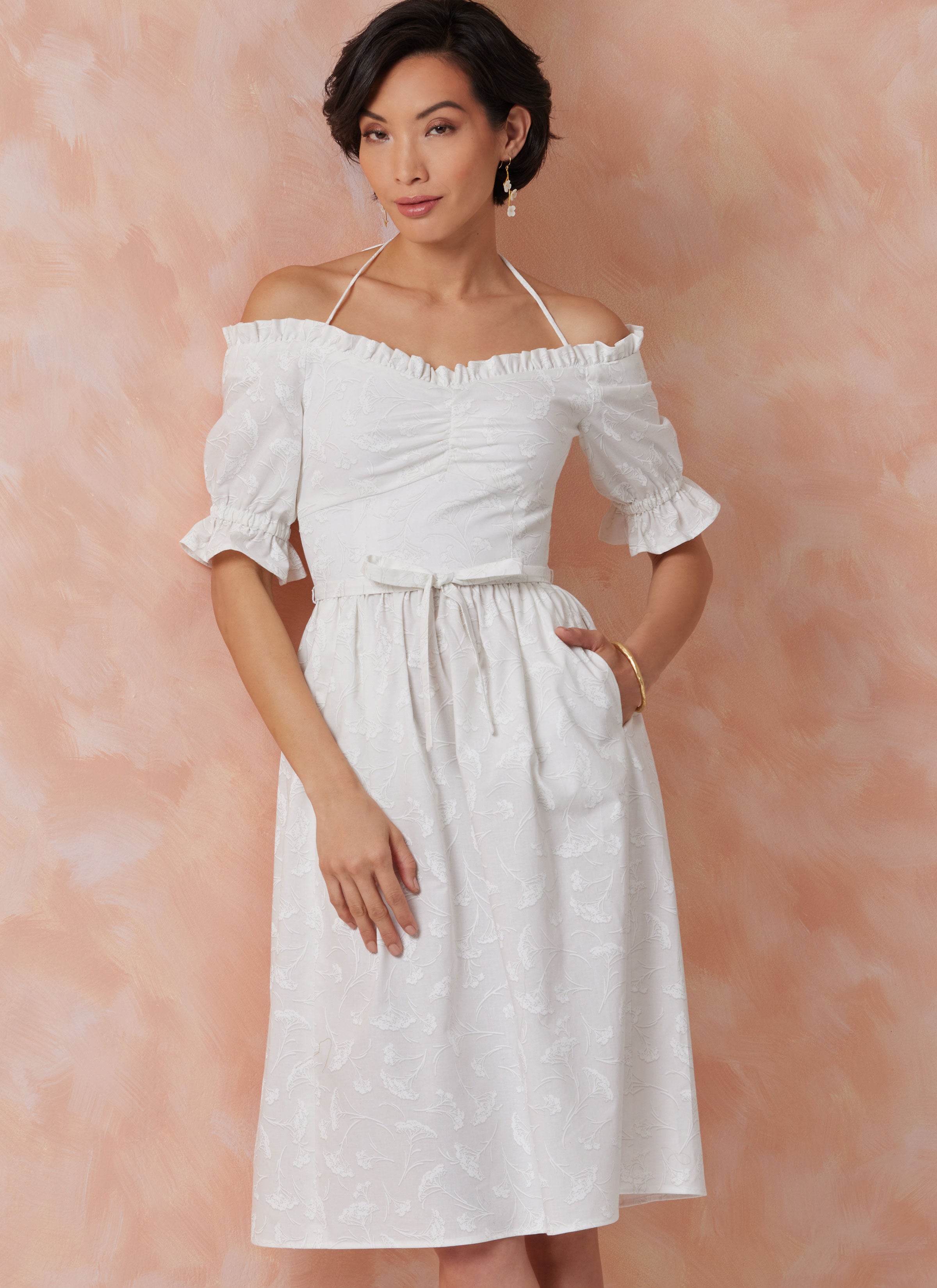 Vogue Dress with Tie Belt V2107