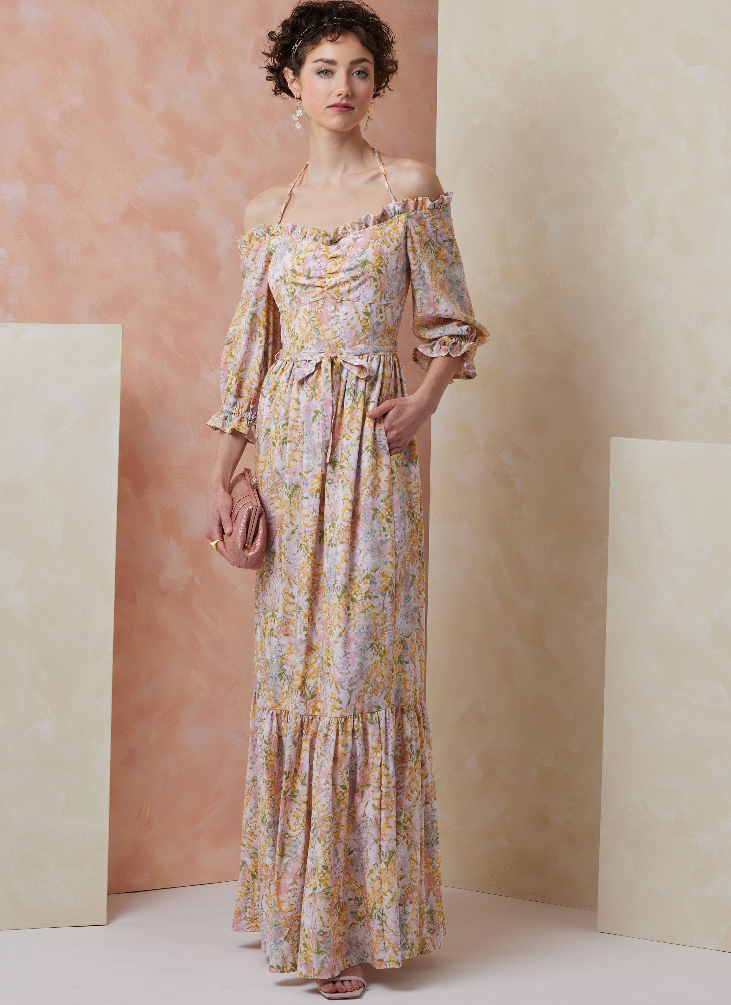 Vogue Dress with Tie Belt V2107