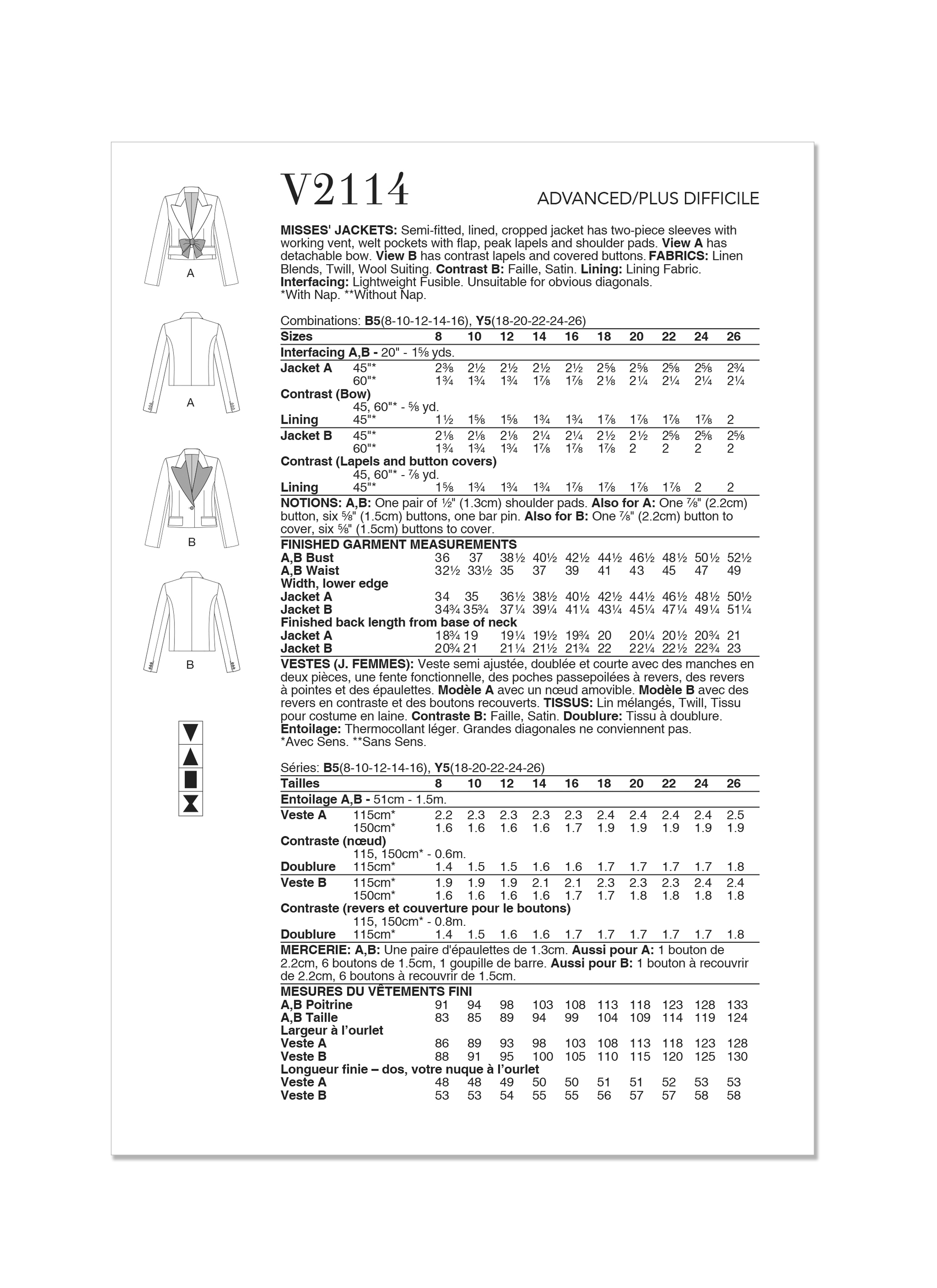 Vogue Jackets V2114