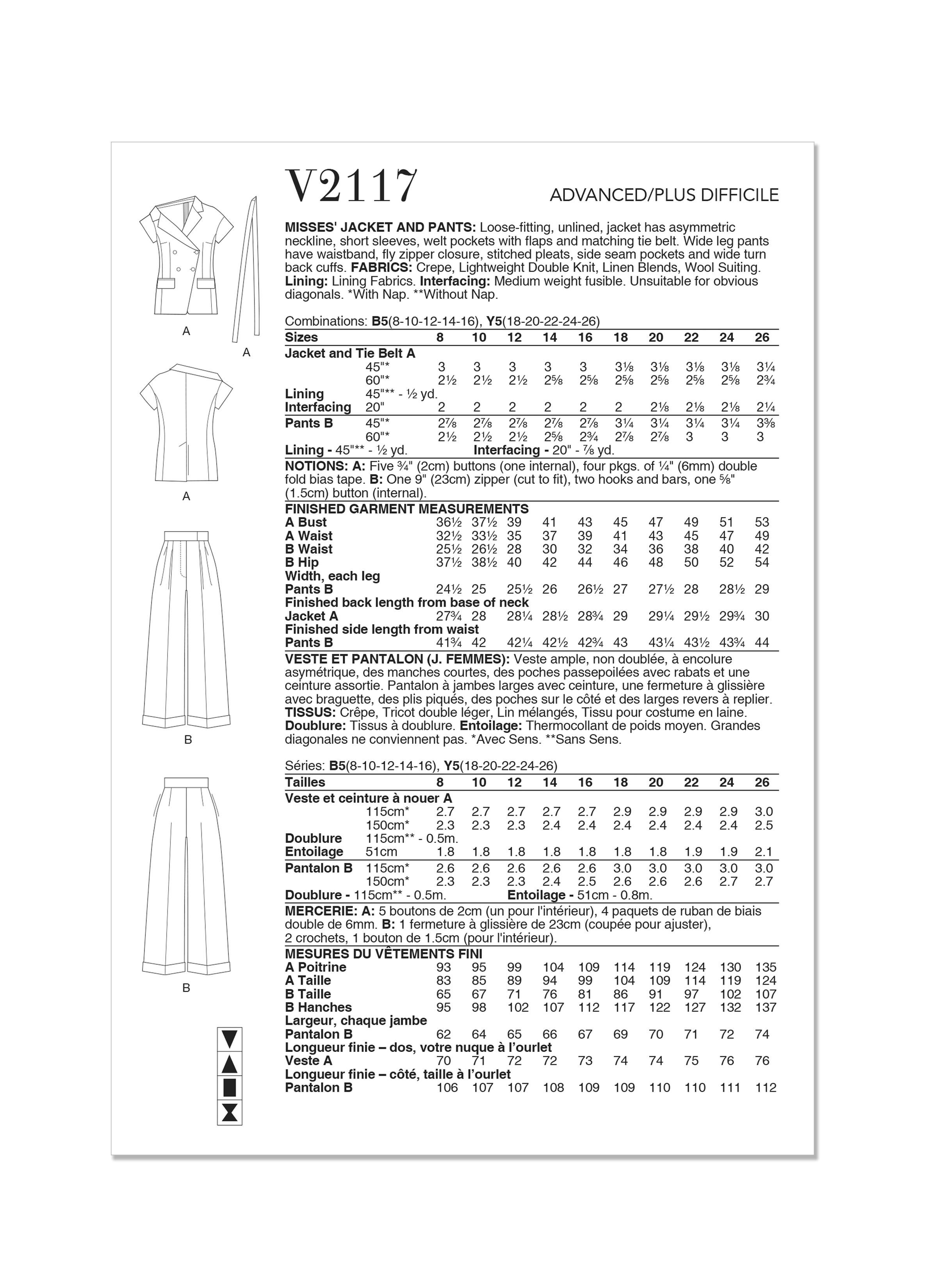 Vogue Jacket and Trousers V2117