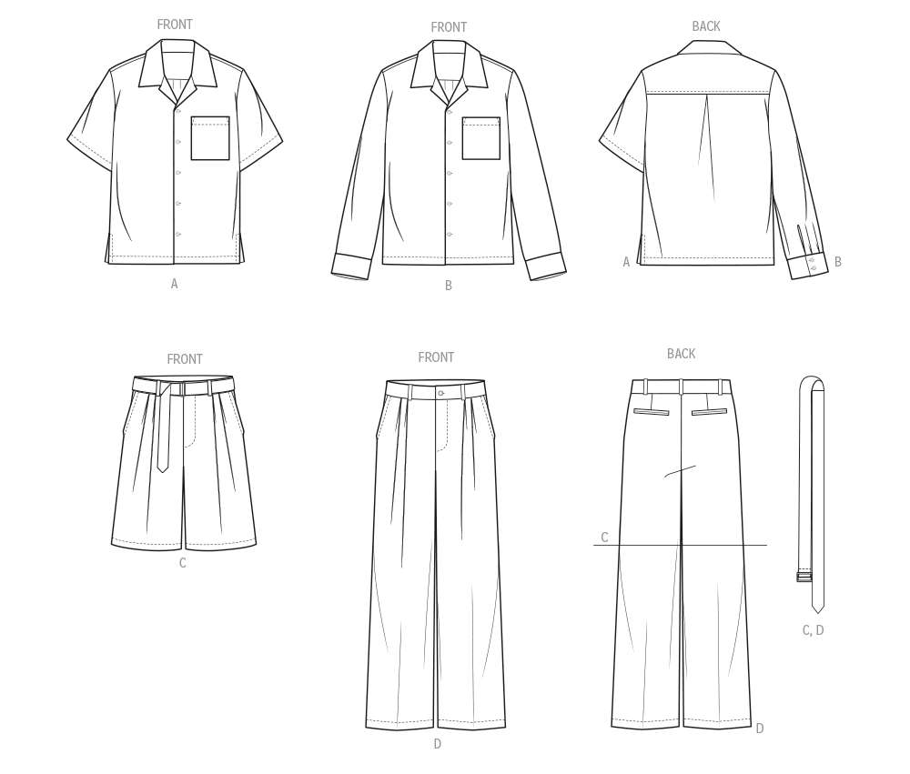 Vogue  Men's Shirt, Shorts, Trousers and Belt V2120