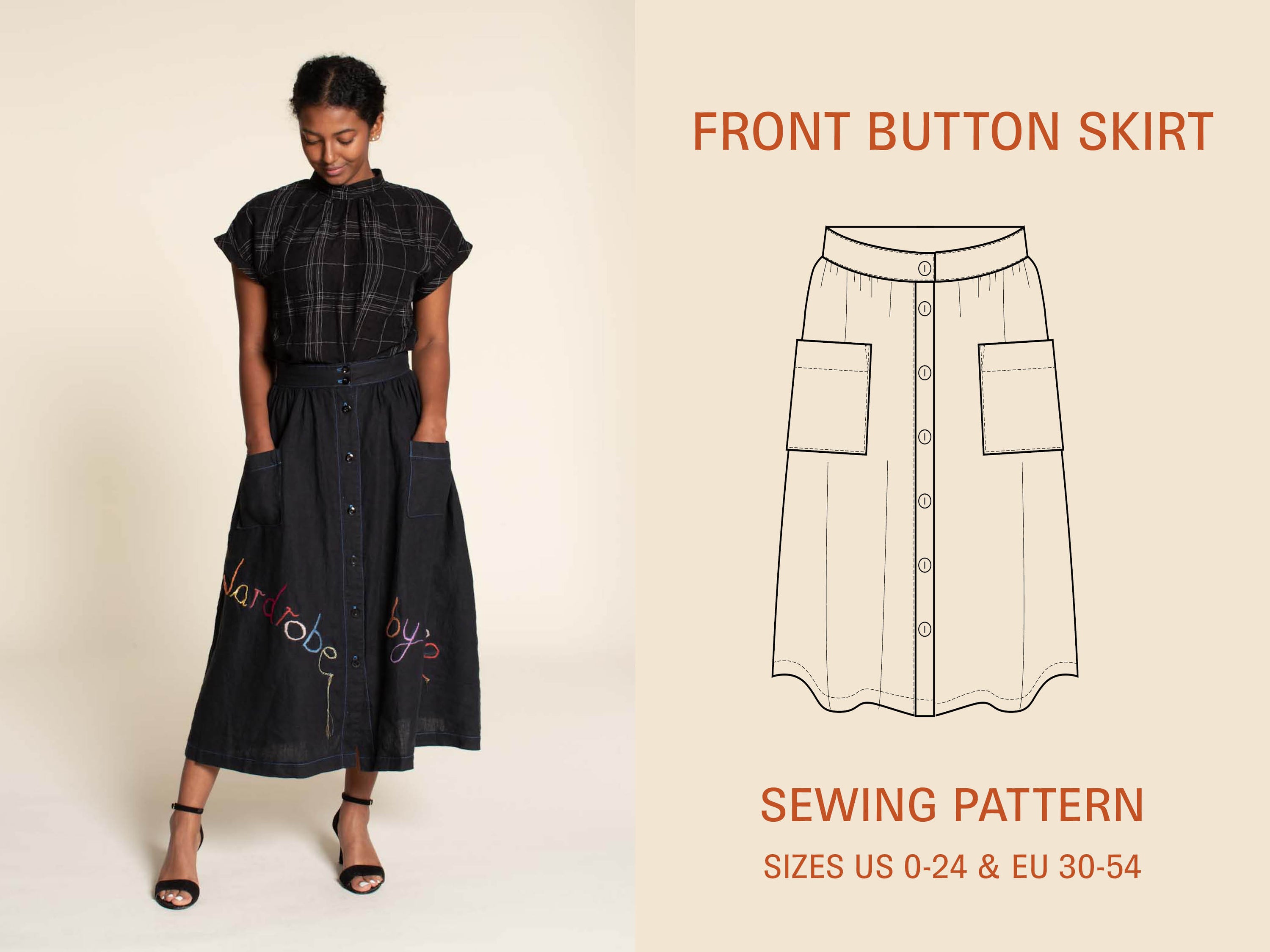 Wardrobe by Me Front Button Skirt