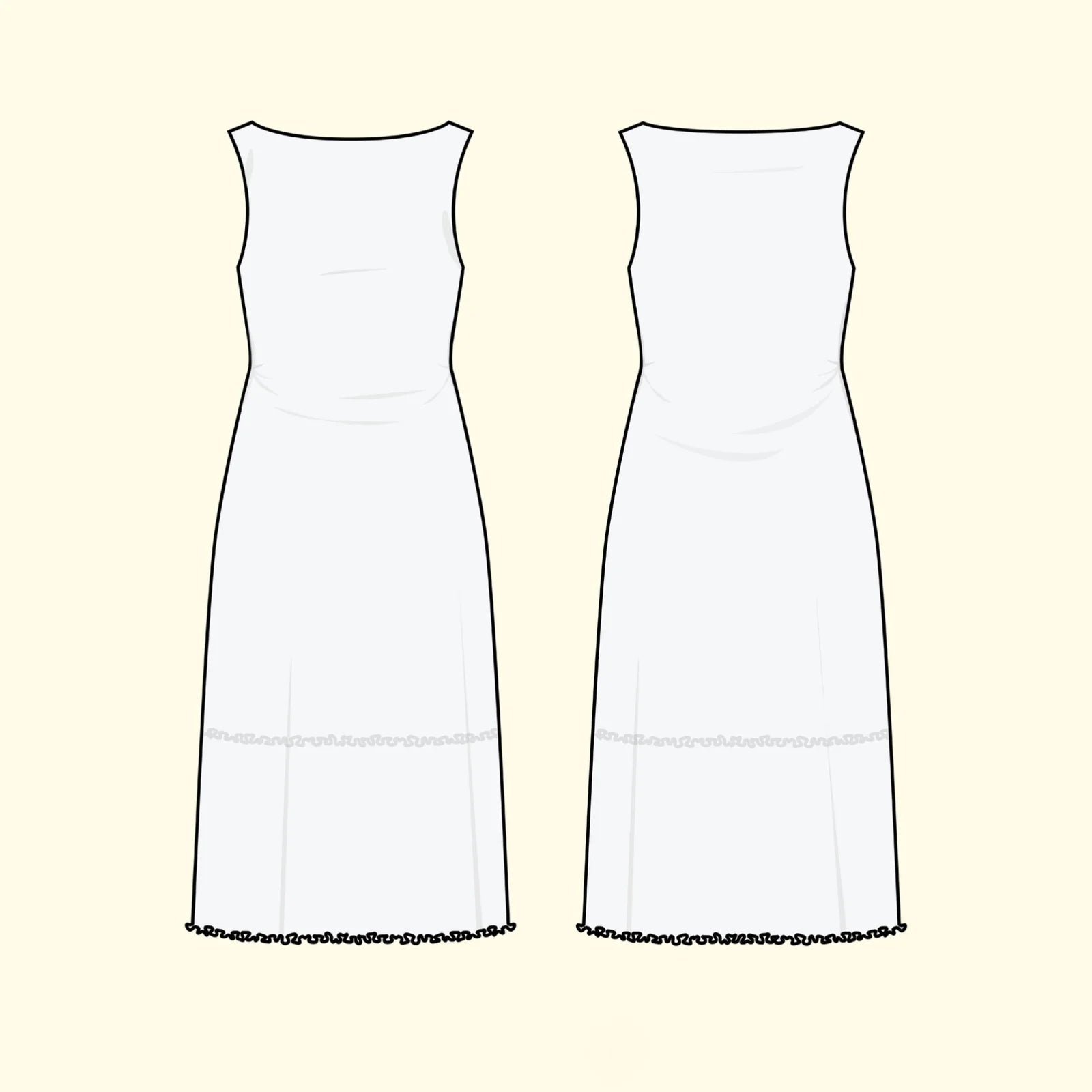 Puff and Pencil Wavy Hem Dress & Slim Sleeve