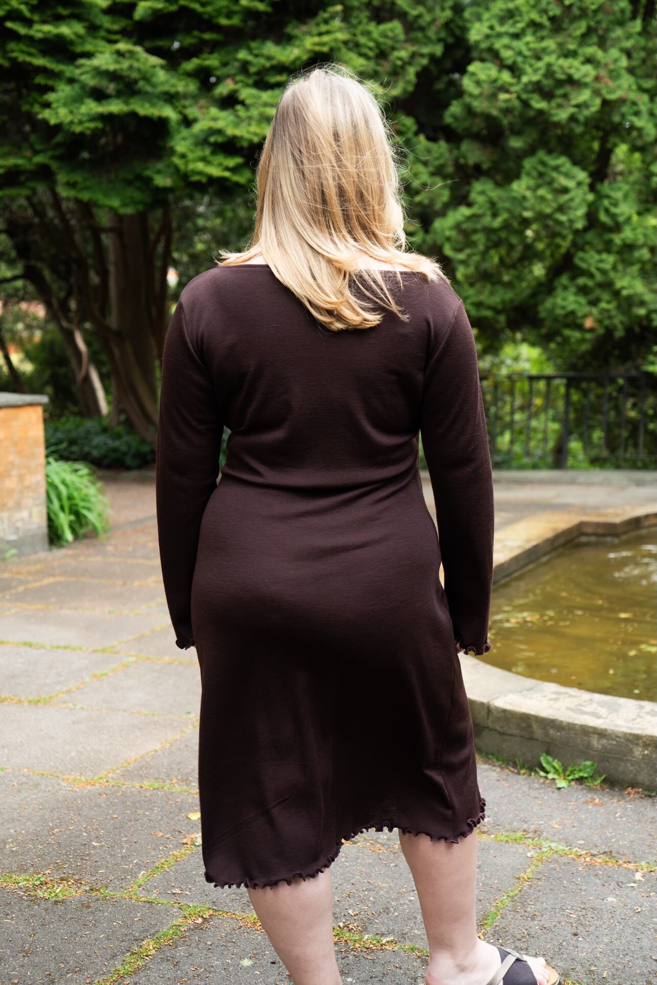 Puff and Pencil Wavy Hem Dress & Slim Sleeve