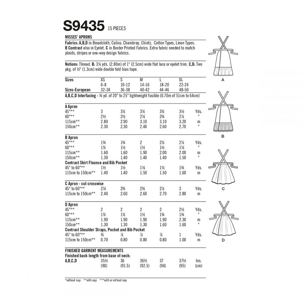 Simplicity Aprons S9435