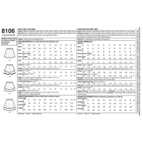 Simplicity Child/Teen Skirts S8106