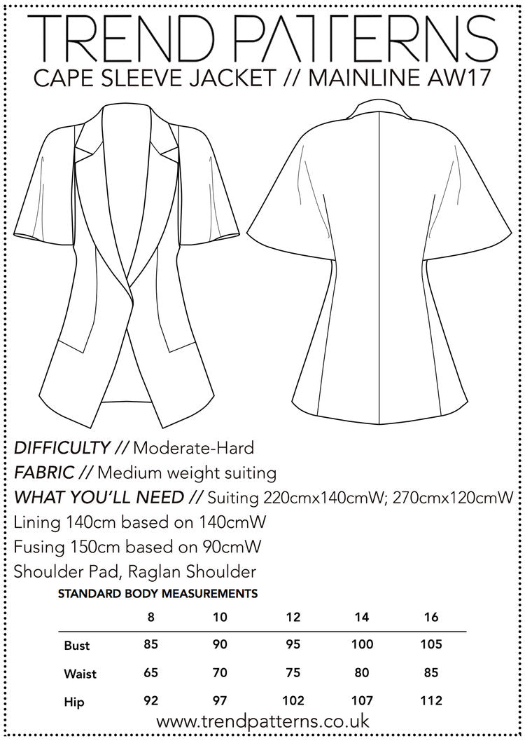 Trend Patterns TPC13 Cape Sleeve Jacket
