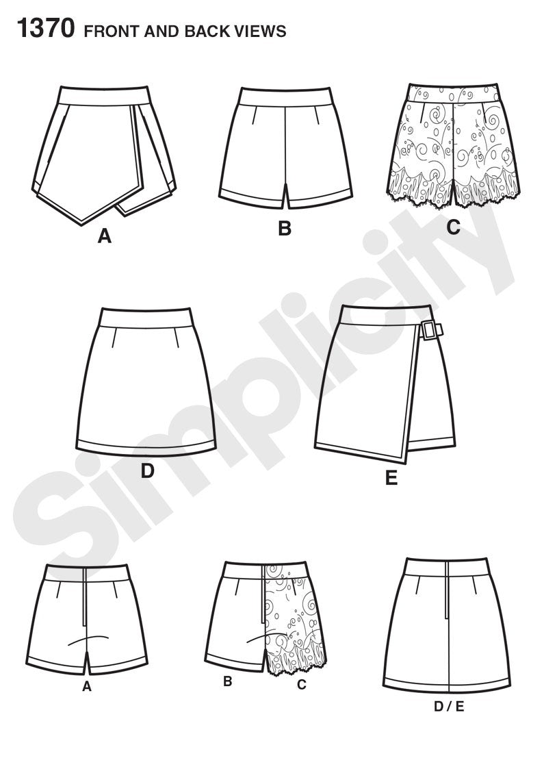 Simplicity Skirt, Skorts & Shorts S1370