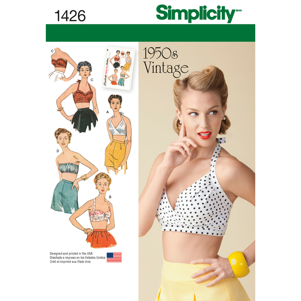 Simplicity Vintage 1950's Bra Tops S1426