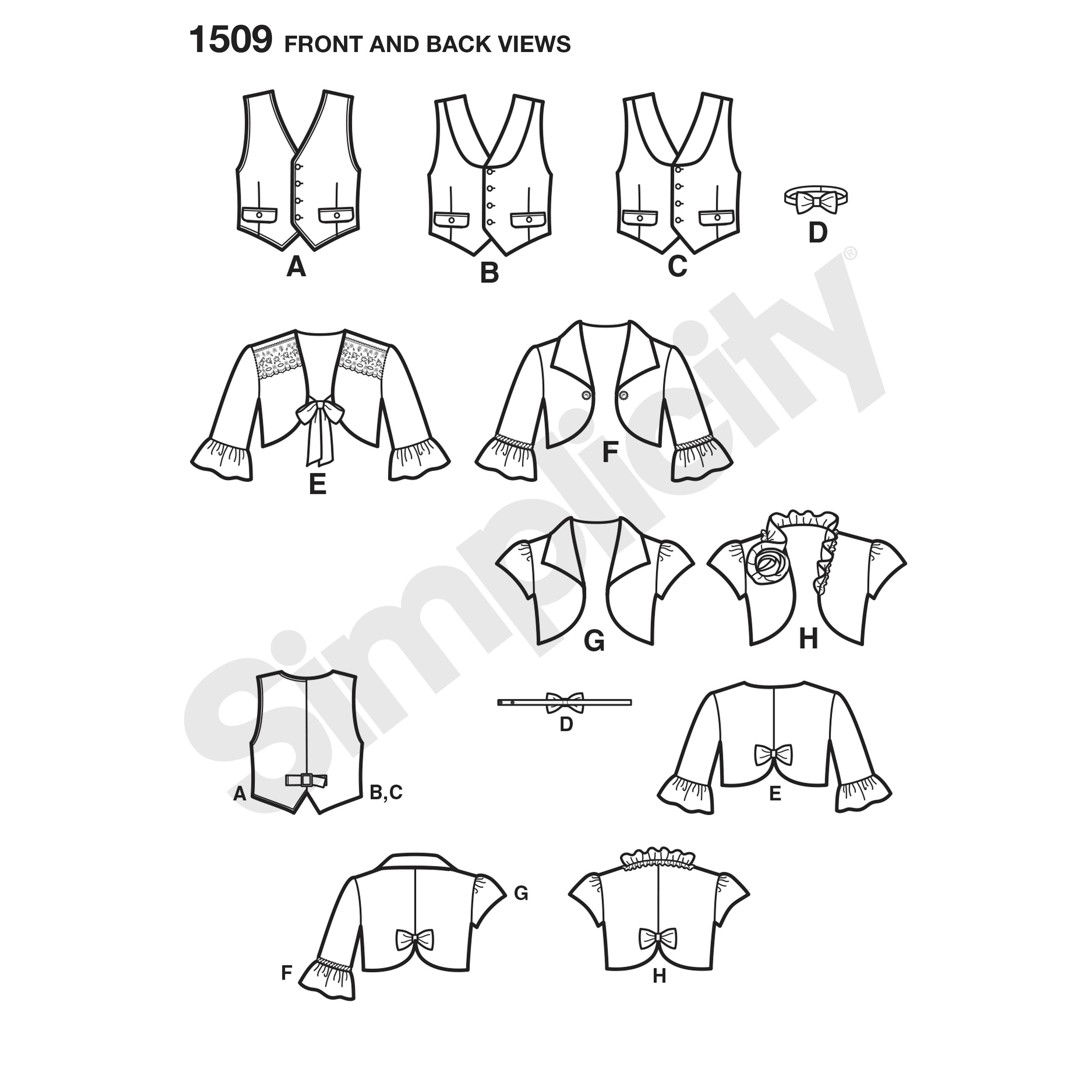 Simplicity Vest, Bolero and Bow Tie S1509