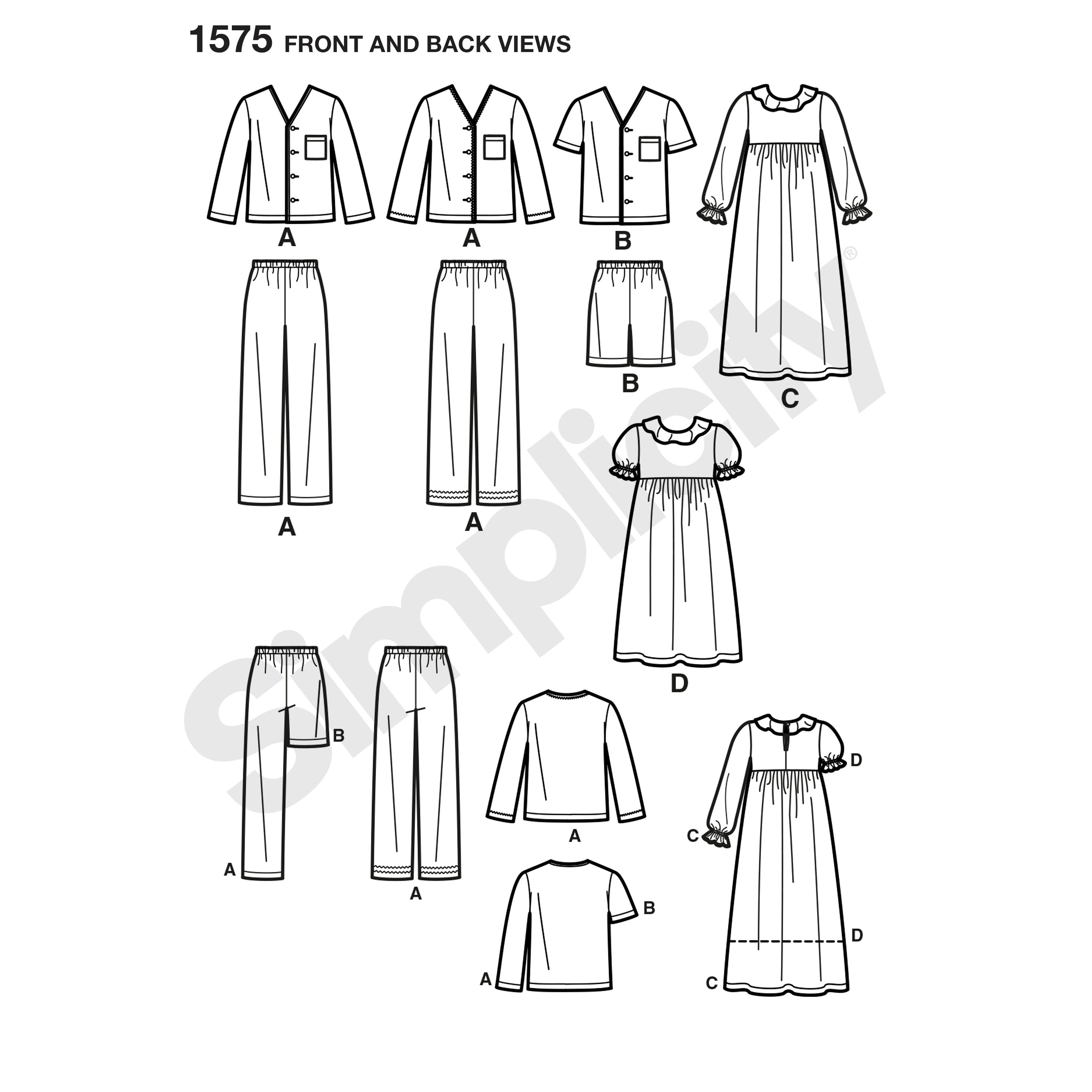 Simplicity Child/Teen's Nightwear S1575