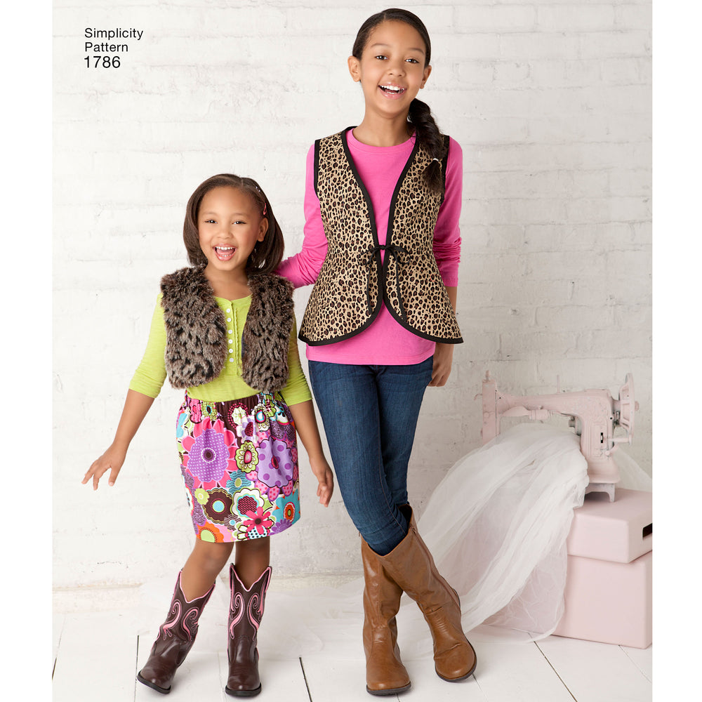 Simplicity Child/Teens Gilet and Skirt S1786