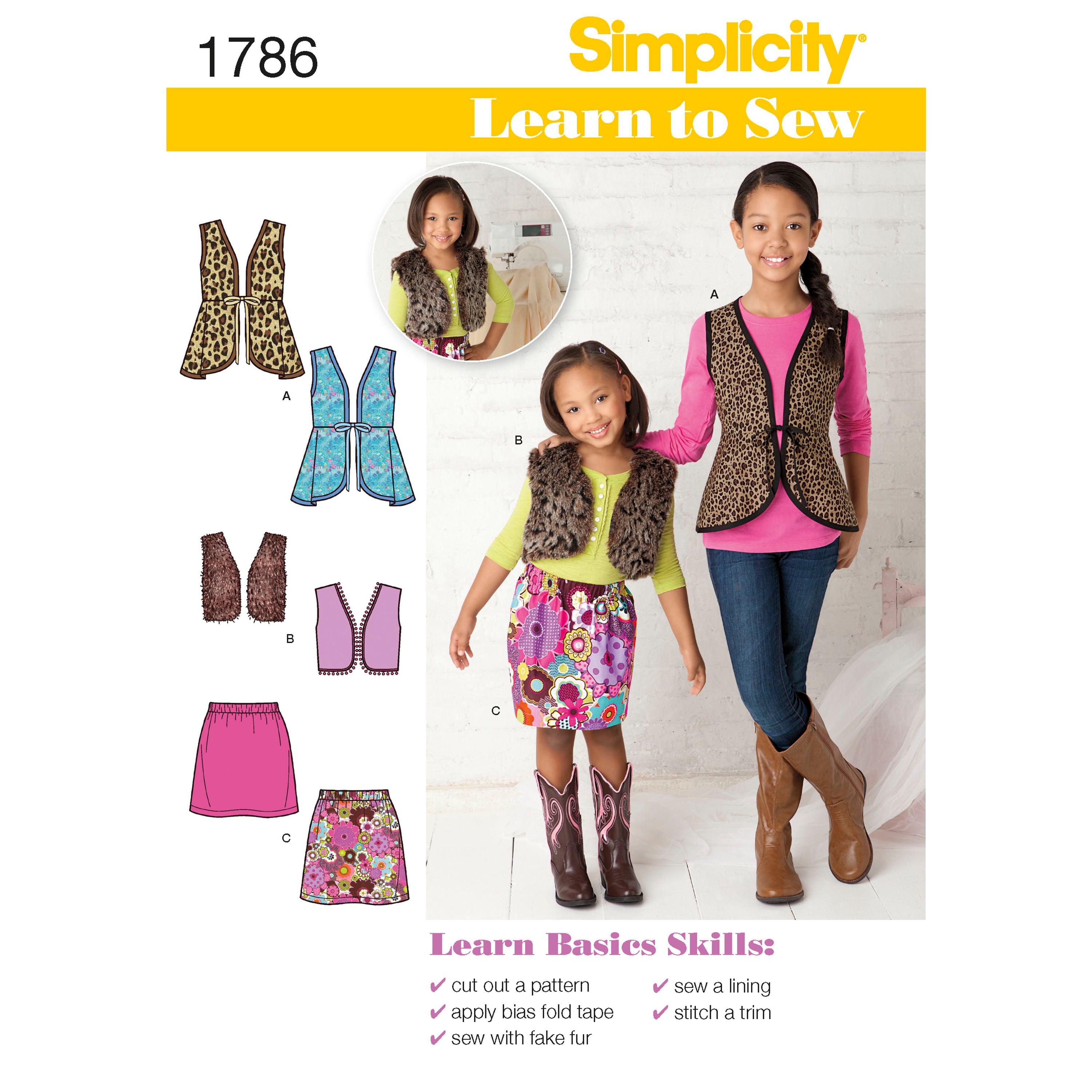 Simplicity Child/Teens Gilet and Skirt S1786