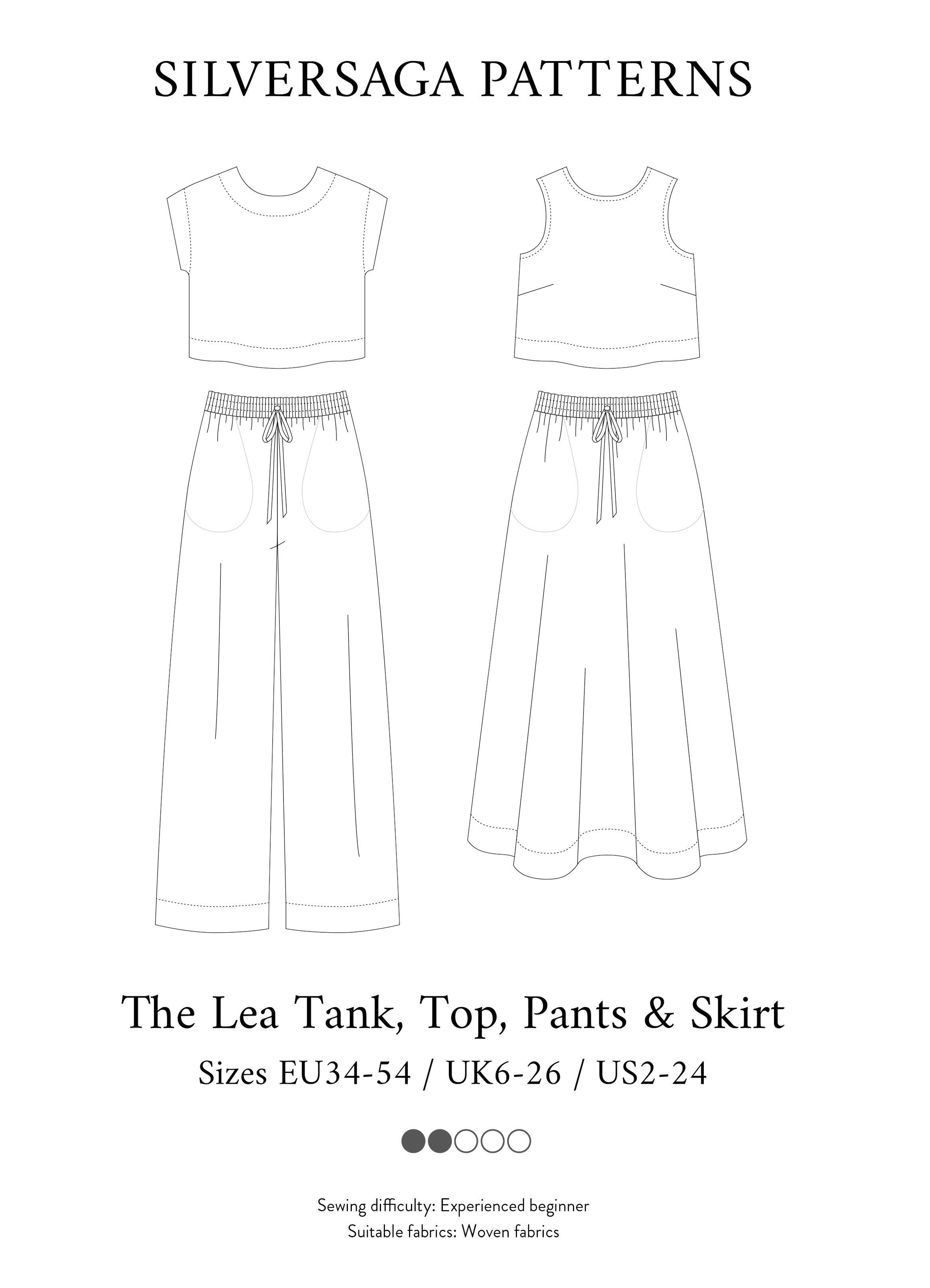 Silversaga Patterns Lea Tank, Top, Pants and Skirt
