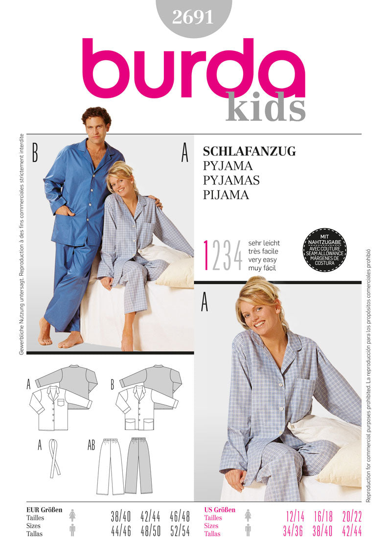 Burda Unisex Pyjamas 2691