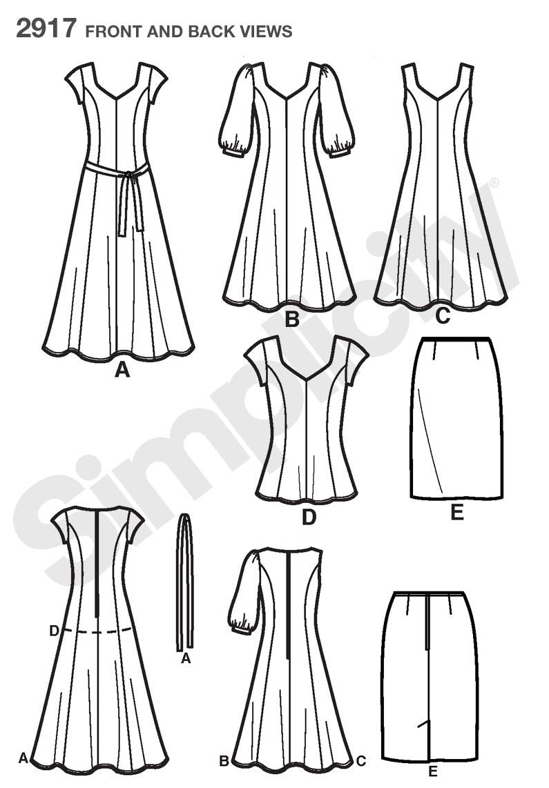 Simplicity Dress, Top and Skirt S2917