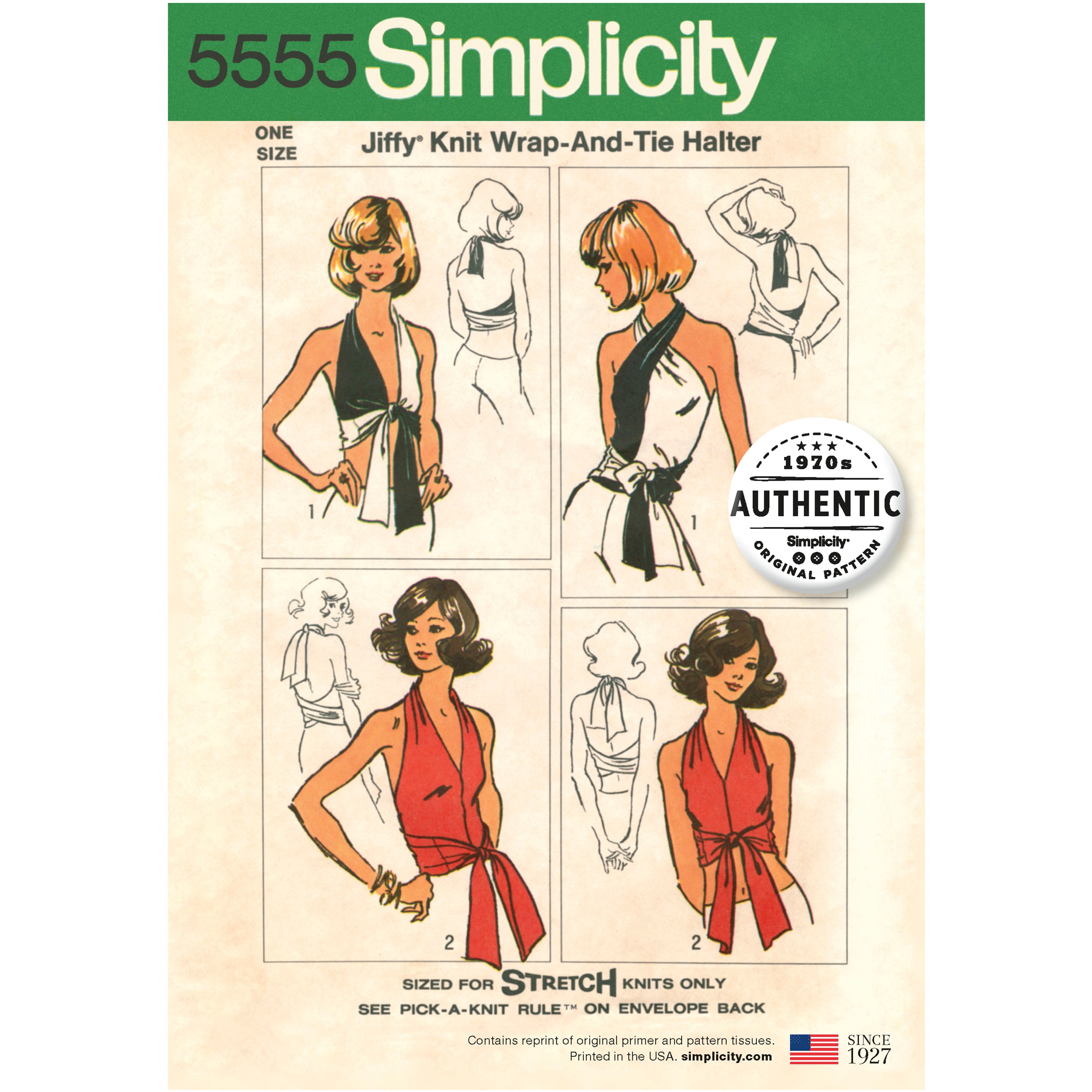 Simplicity 1950's Vintage Wrap and Tie Top S5555