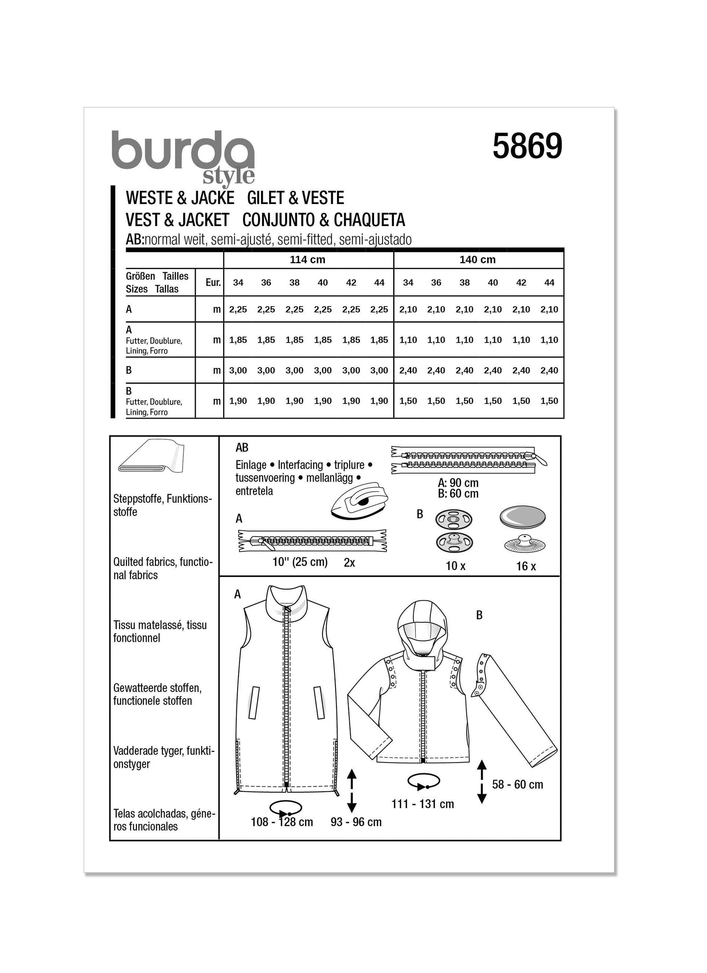 Burda Waistcoat/Vest & Jacket 5869
