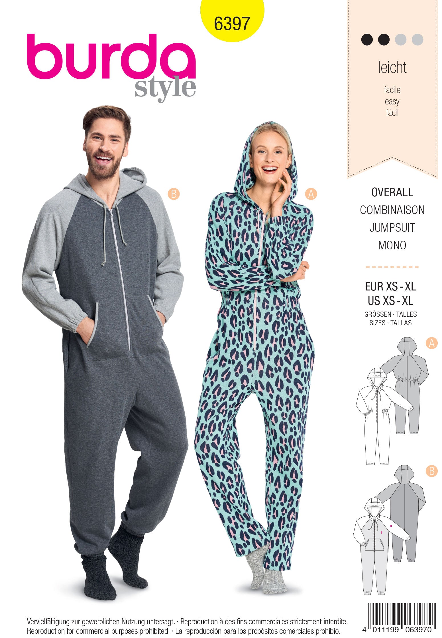 Burda Unisex Hooded Jumpsuit/Onesie 6397