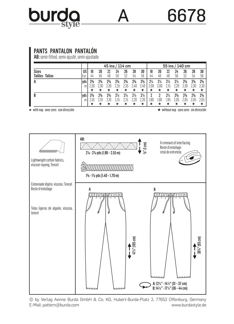 Burda Trousers 6678