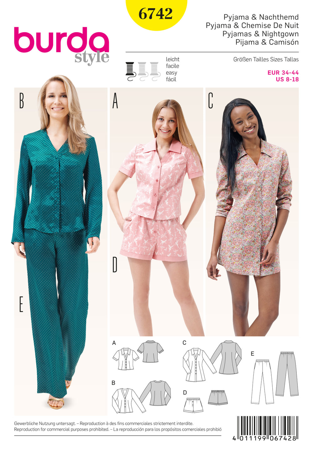 Burda Pyjamas and Nightgown 6742