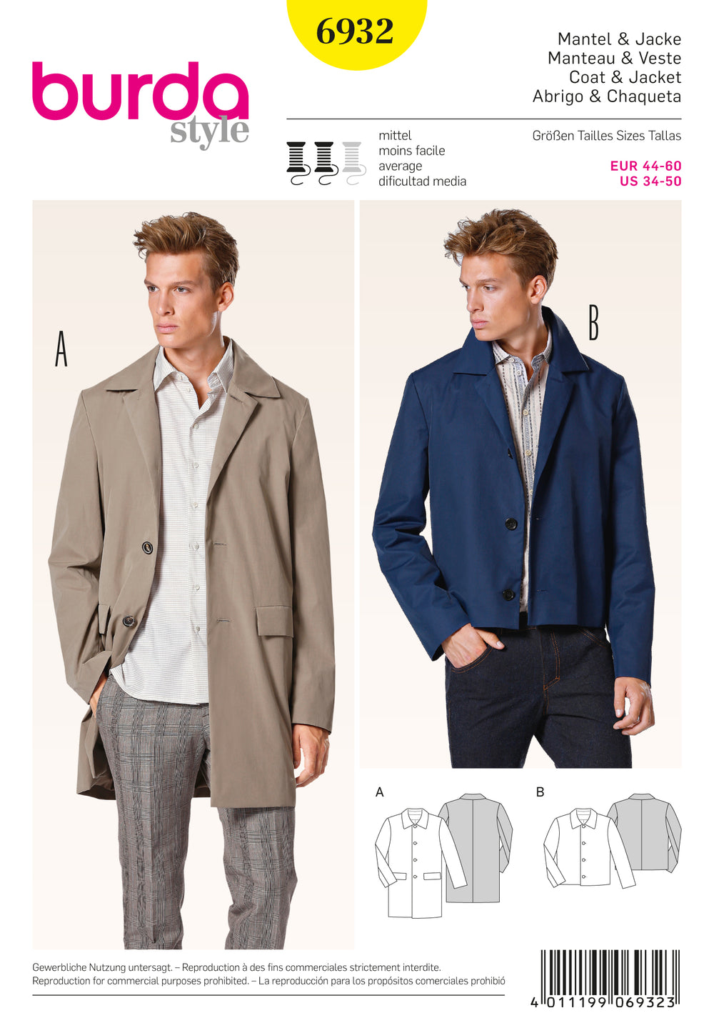 Burda Men's Coat and Jacket 6932