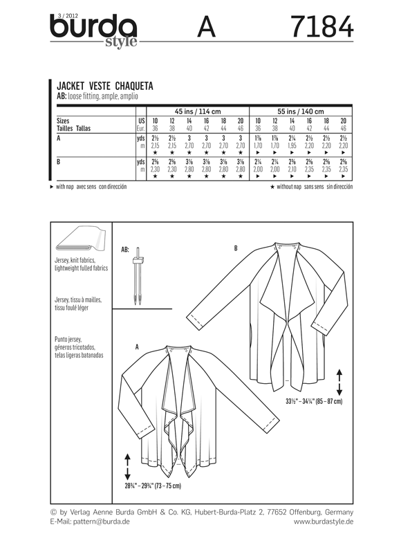 Burda Jacket 7184