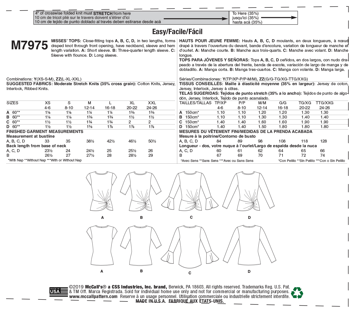 McCalls Tops M7975