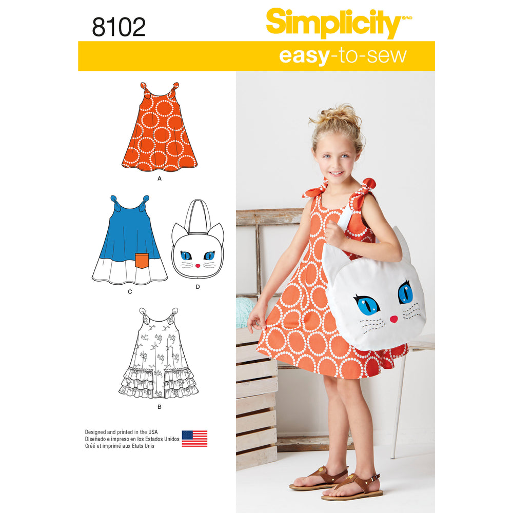 Simplicity Childs Sundress and Tote S8102