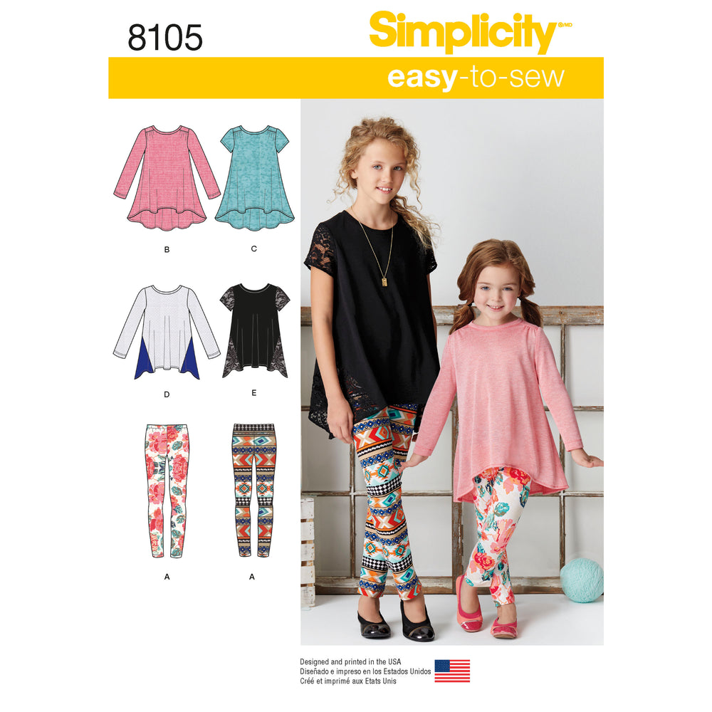 Simplicity Child/Teen Tunics, Leggings S8105