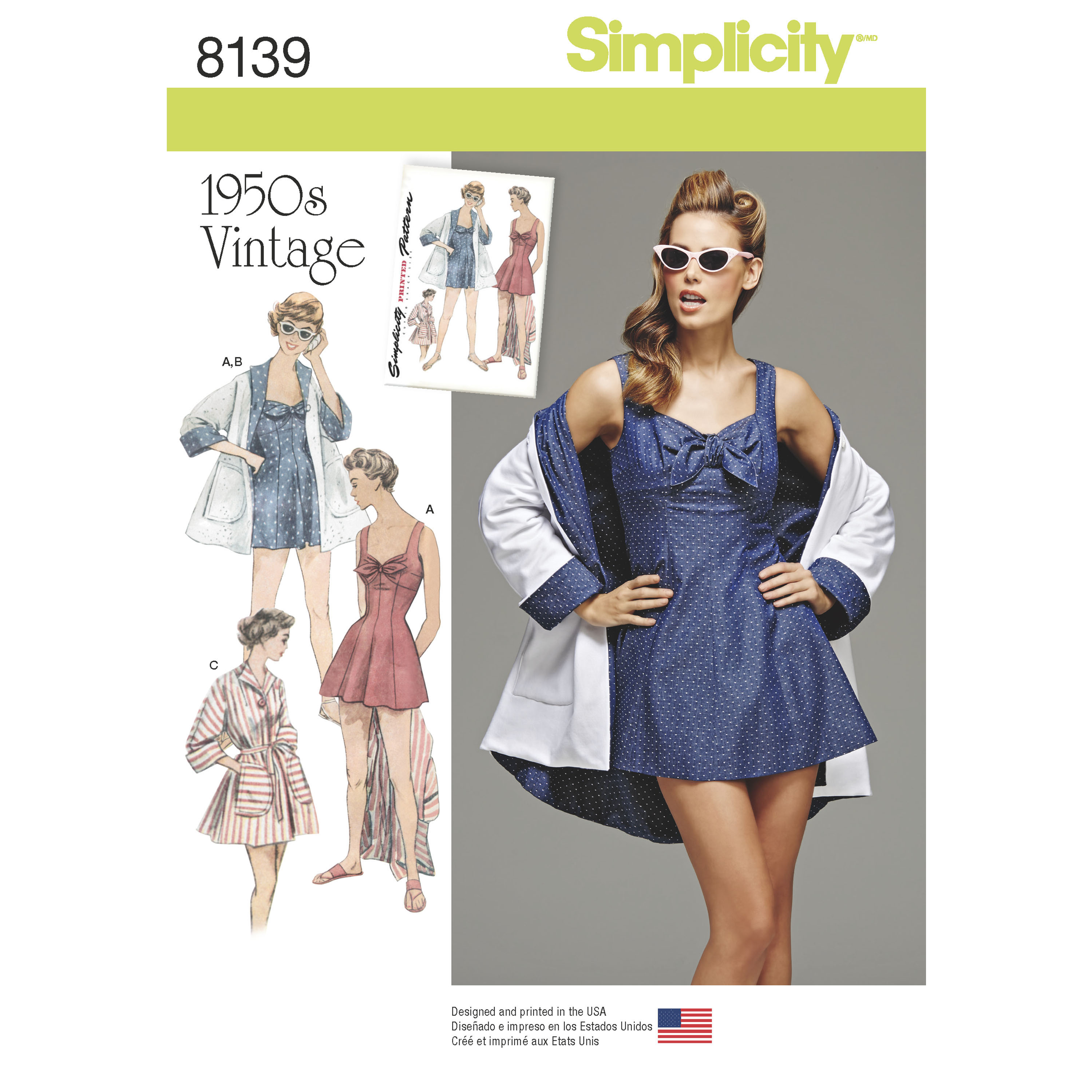 Simplicity Bathing Dress & Beach Coat S8139