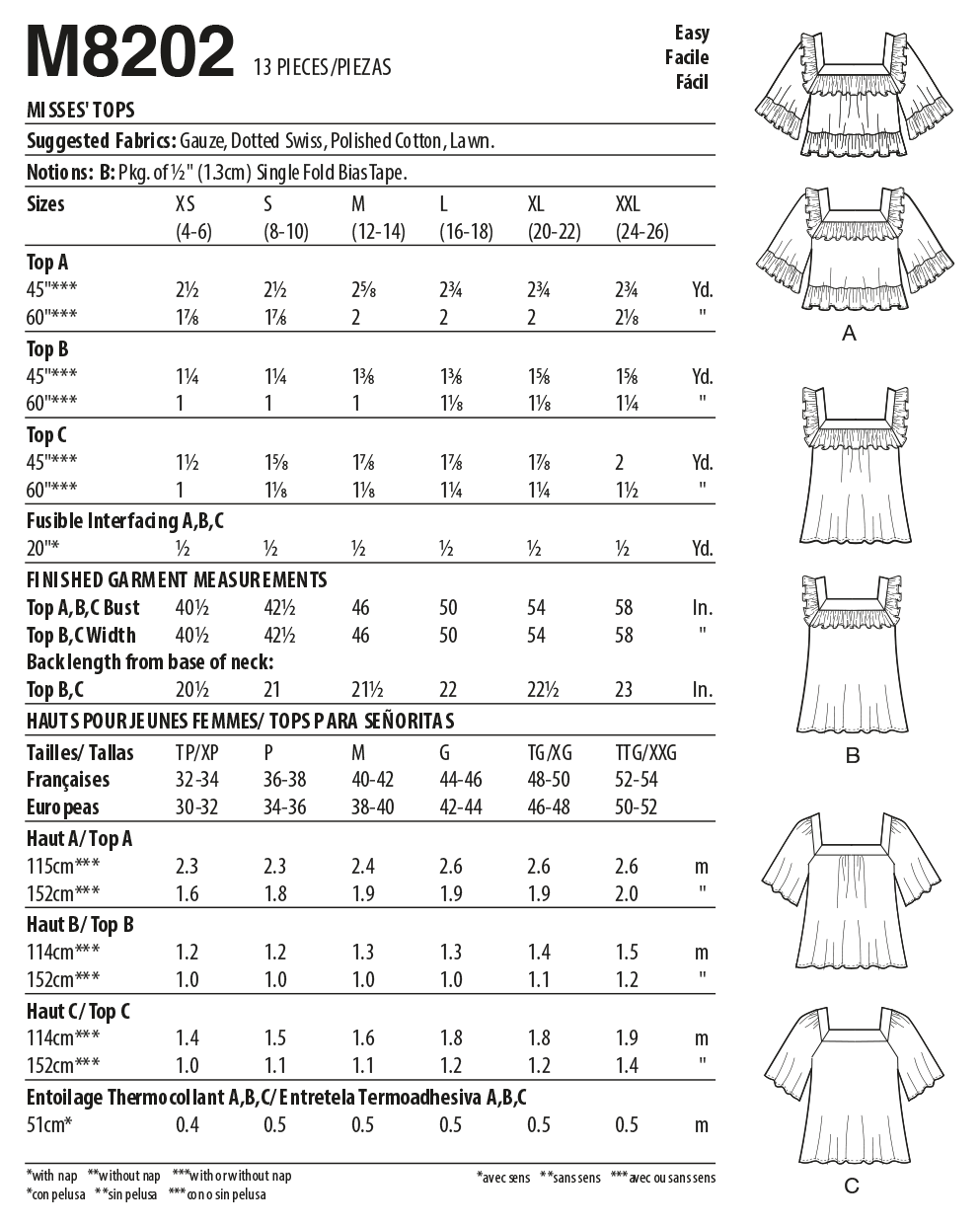 McCalls Tops M8202