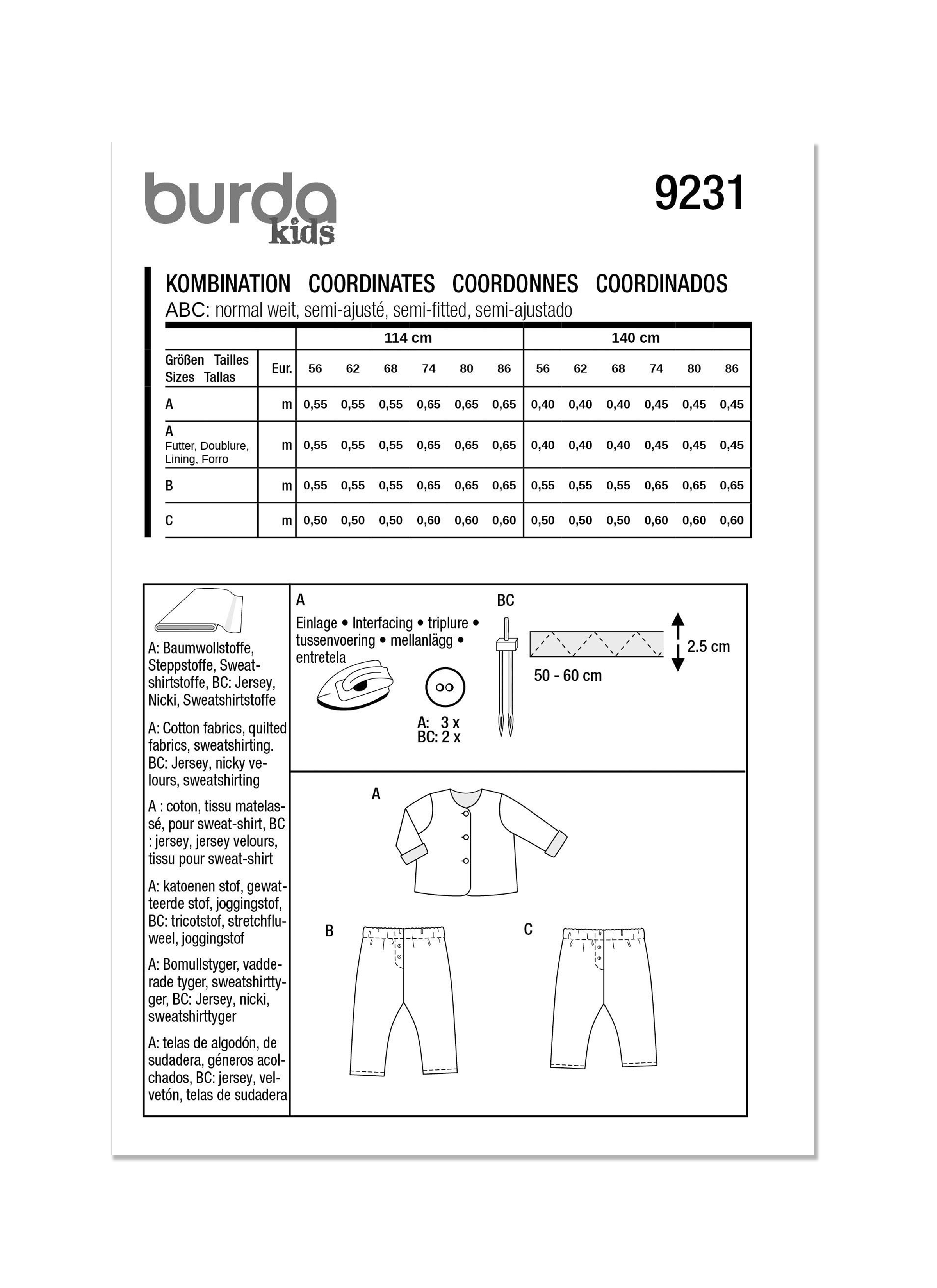 Burda Baby Jacket & Trousers 9231