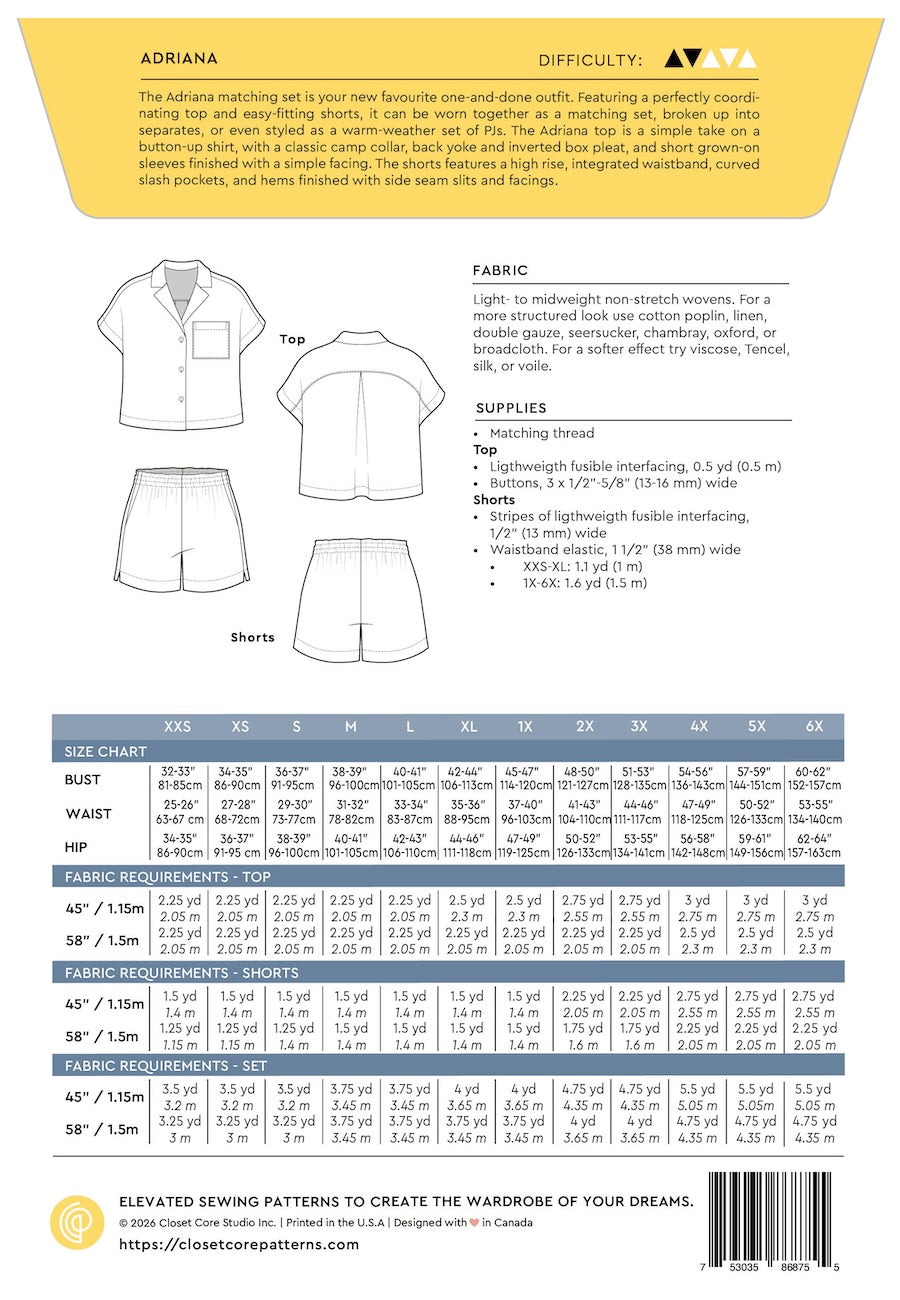 Closet Core Patterns Adriana Matching Set