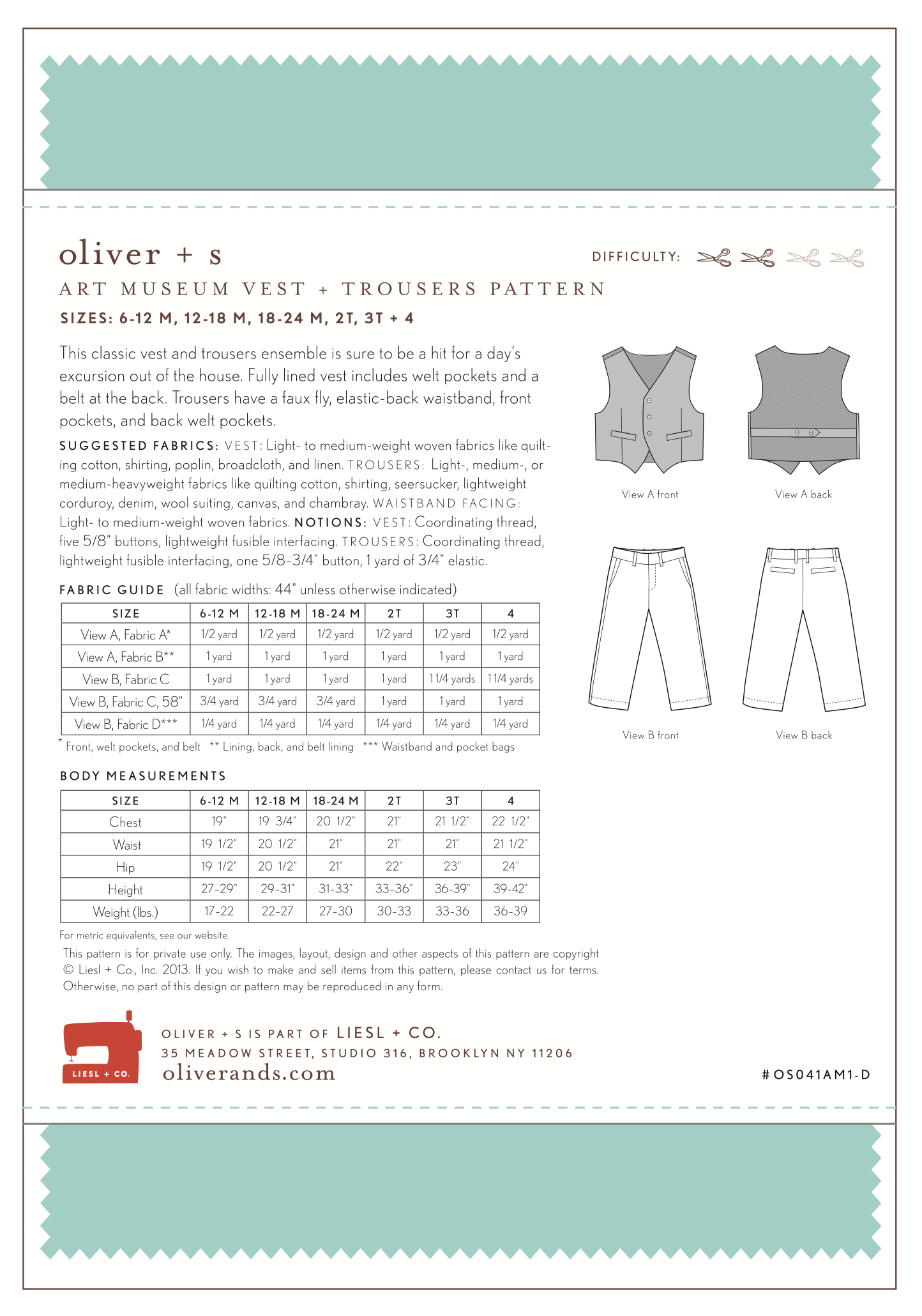 Oliver + S Art Museum Vest and Trousers