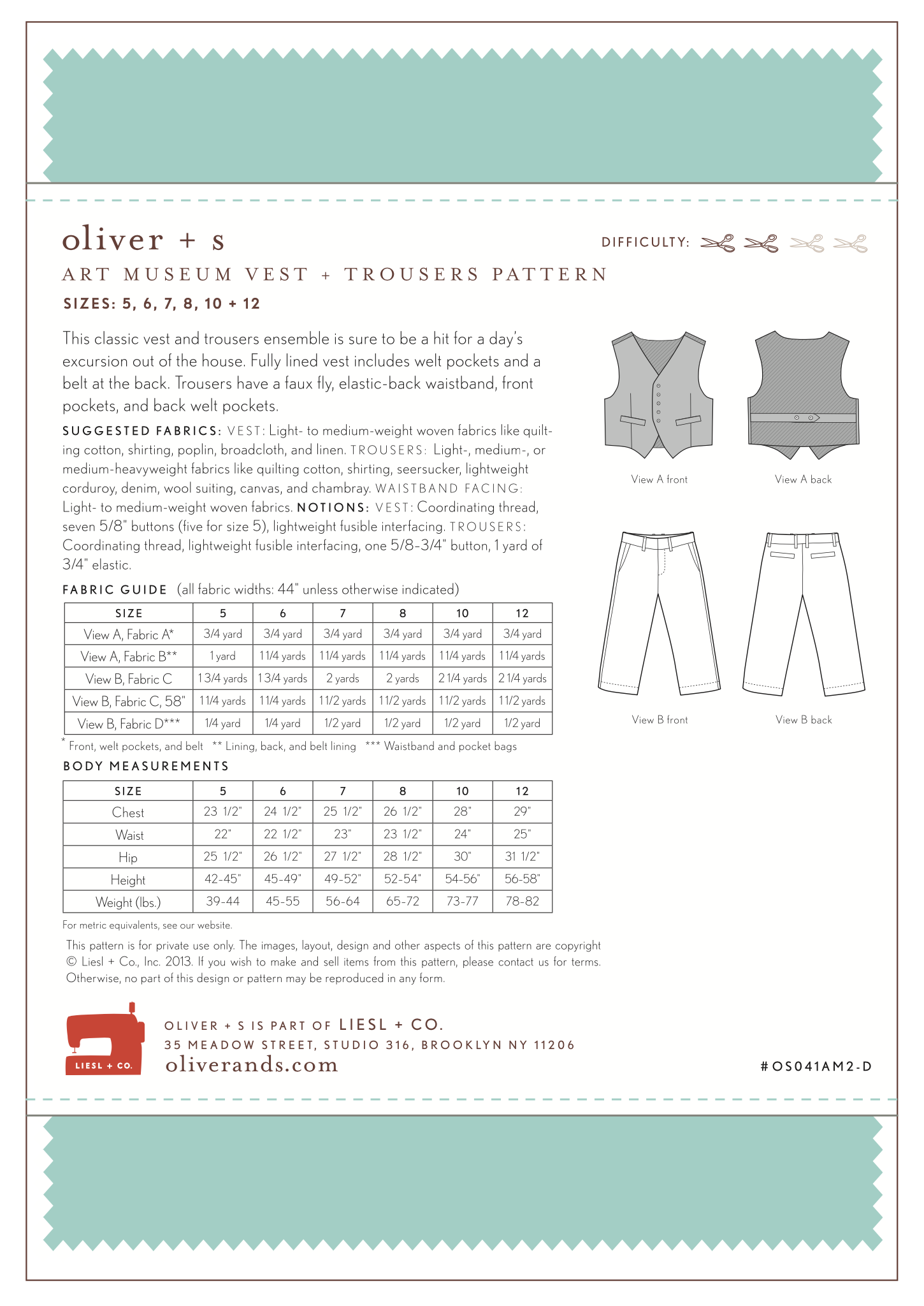 Oliver + S Art Museum Vest and Trousers