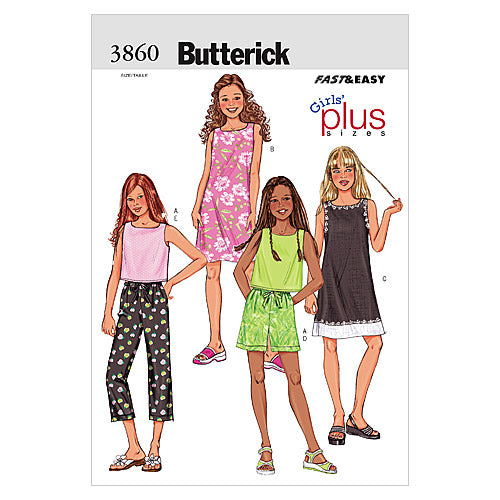 Butterick Girl/Teen Top, Dress, Shorts B3860